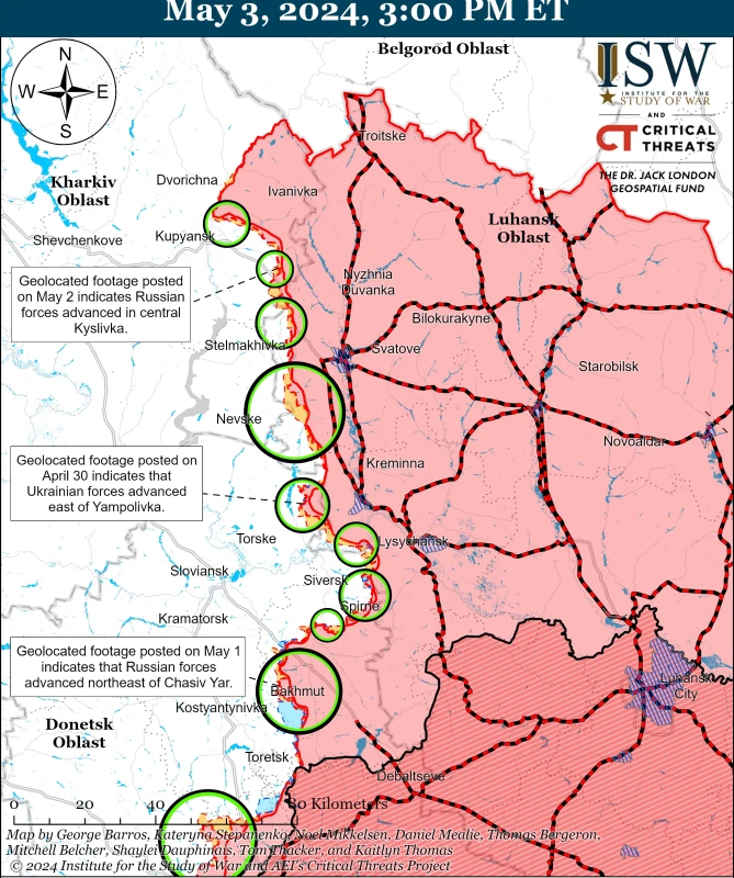 ISW: Руските сили напредват до Авдеевка, Донецк и Купянск, ВСУ удържат Часов Яр
