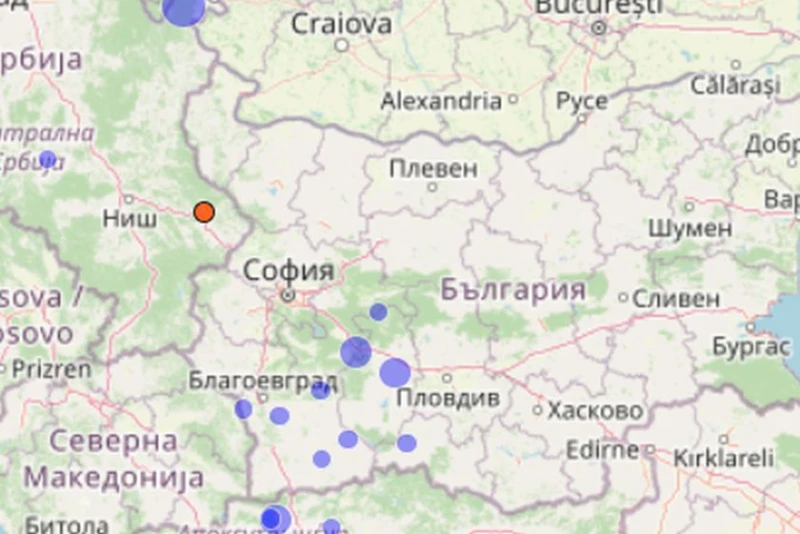 Земетресение близо до България късно снощи