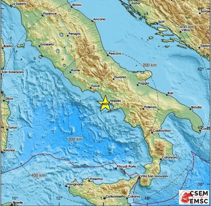 Земетресение от 3,4 по Рихтер разлюля гъсто населения район край италианския град Неапол