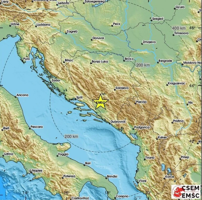 Земетресение от 3,3 по Рихтер разлюля близо до столицата на Босна и Херцеговина