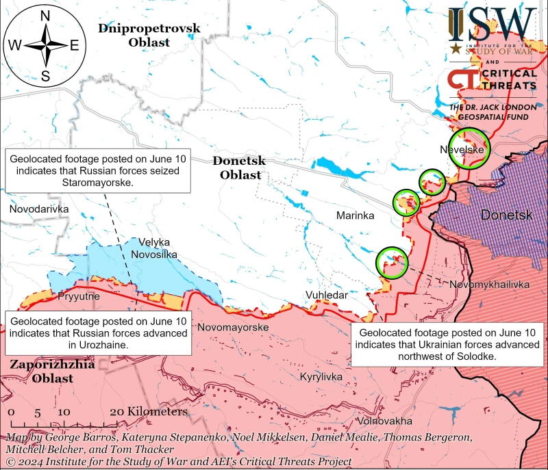 ISW: ВСУ са си върнали позиции югозападно от Донецк, Русия окупира Старомайорское