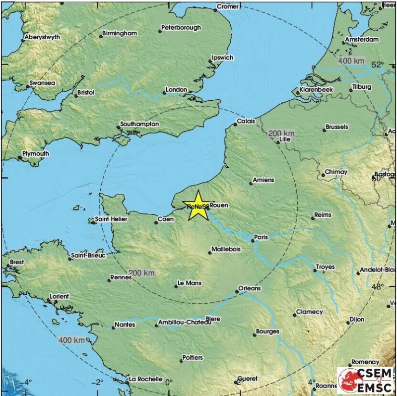 Земетресение от 3,2 по Рихтер е регистрирано близо до френския град Руан