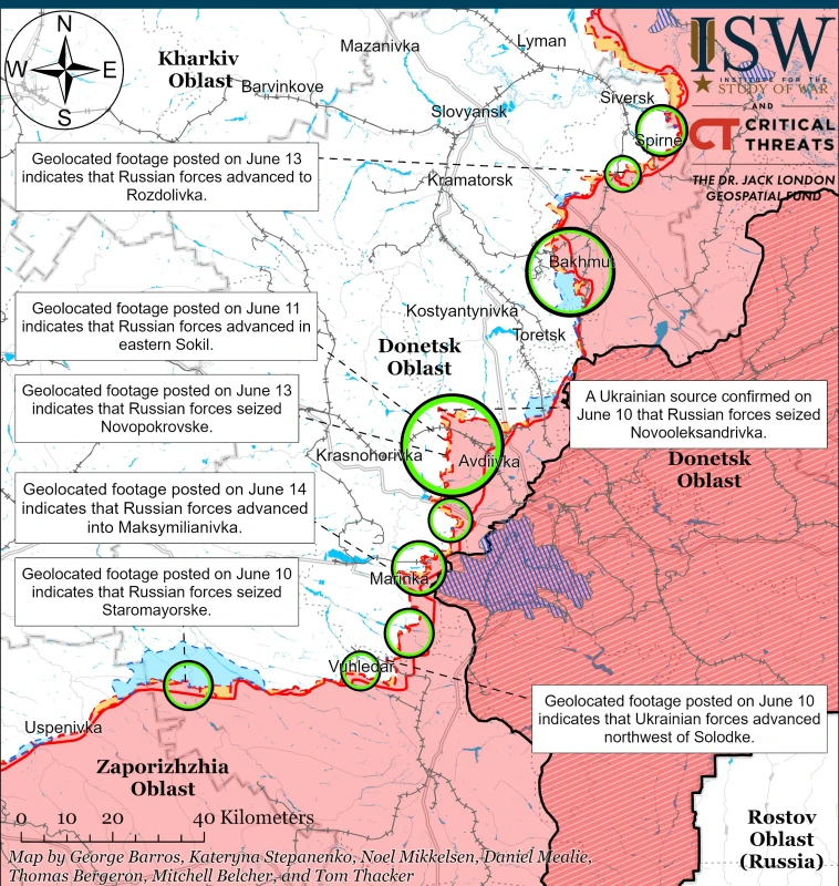 ISW: Руските войски продължават механизираните нападения и натиска над Донбас