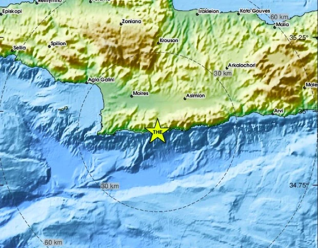 Само за няколко минути: Три земетресения удариха района около Крит