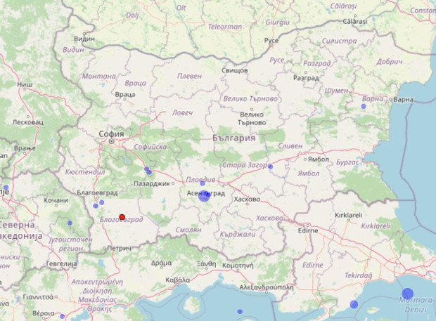 Леко земетресение бе регистрирано на територията на България То е