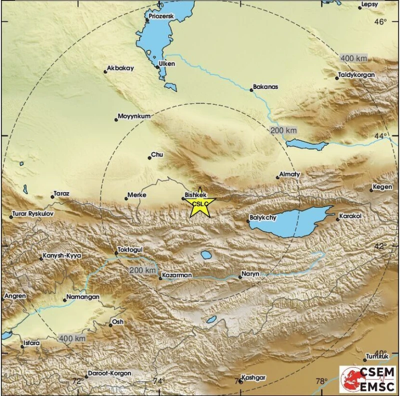 Земетресение от 4,3 по Рихтер разлюля района до столицата на Киргизстан