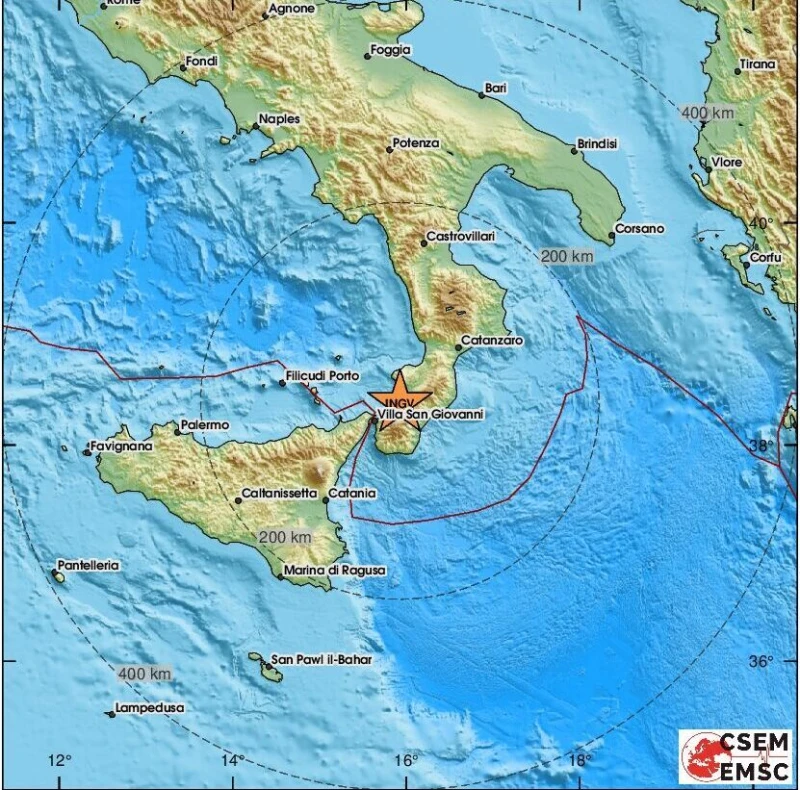 Земетресение от 3,0 по Рихтер разлюля Сицилия