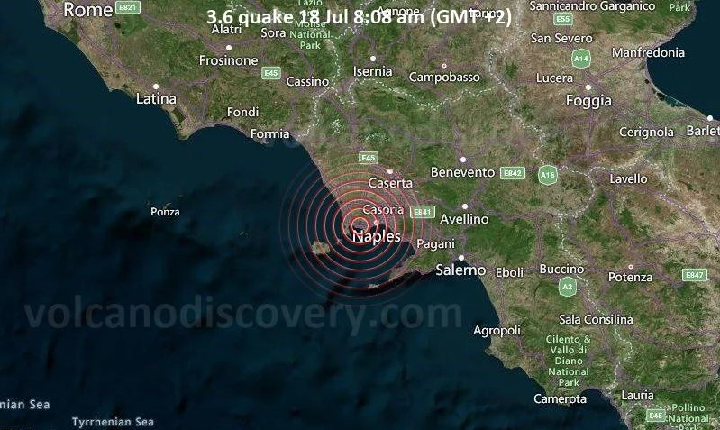 Плитко земетресение с магнитуд 3.6 в кратера на супервулкана Кампи Флегрей в Неапол