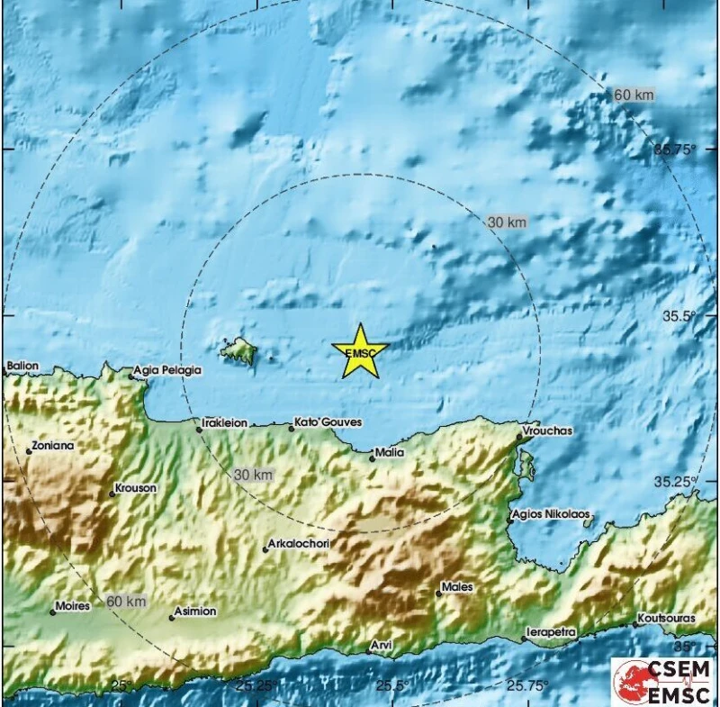 Нов трус от 3,3 по Рихтер разтърси Крит