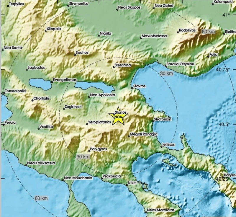 Земетресение с магнитуд 3.1 на Халкидики