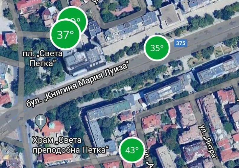 Мобилно приложение измери 43 градуса днес в Пловдив