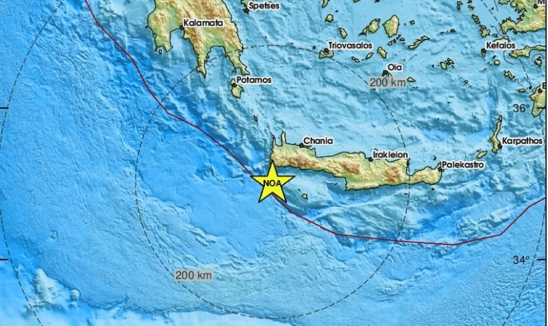Плитко земетресение с магнитуд 4.2 край бреговете на остров Крит