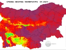 Къде в България е измерена най-високата температура за месец юли?