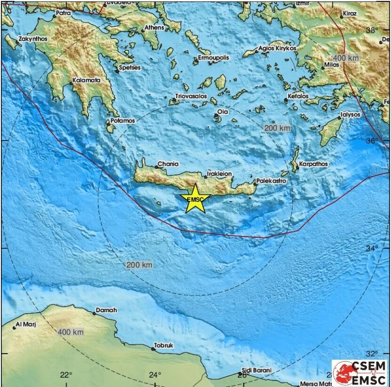 Три земетресения над четвърта степен по Рихтер са регистрирани на Крит в рамките на минути