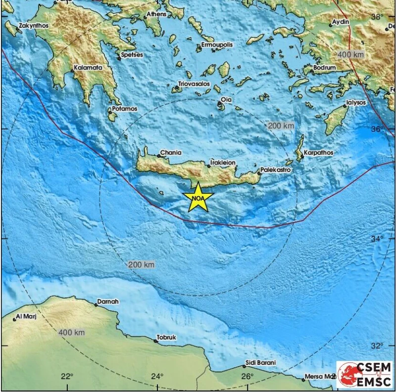 Плитък трус от 4,4 по Рихтер разтърси бреговете на гръцкия остров Крит