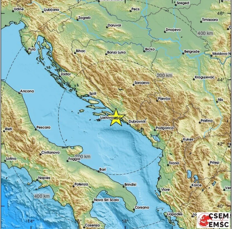 Земетресение от 3,4 по Рихтер разтърси Адриатическото крайбрежие на Босна и Херцеговина