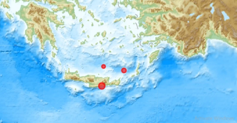Три земетресения разтърсиха северното и южното крайбрежие на остров Крит