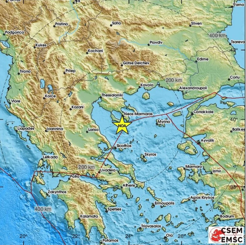 Земетресение от 3,7 по Рихтер е регистрирано край втория ръкав на Халкидики