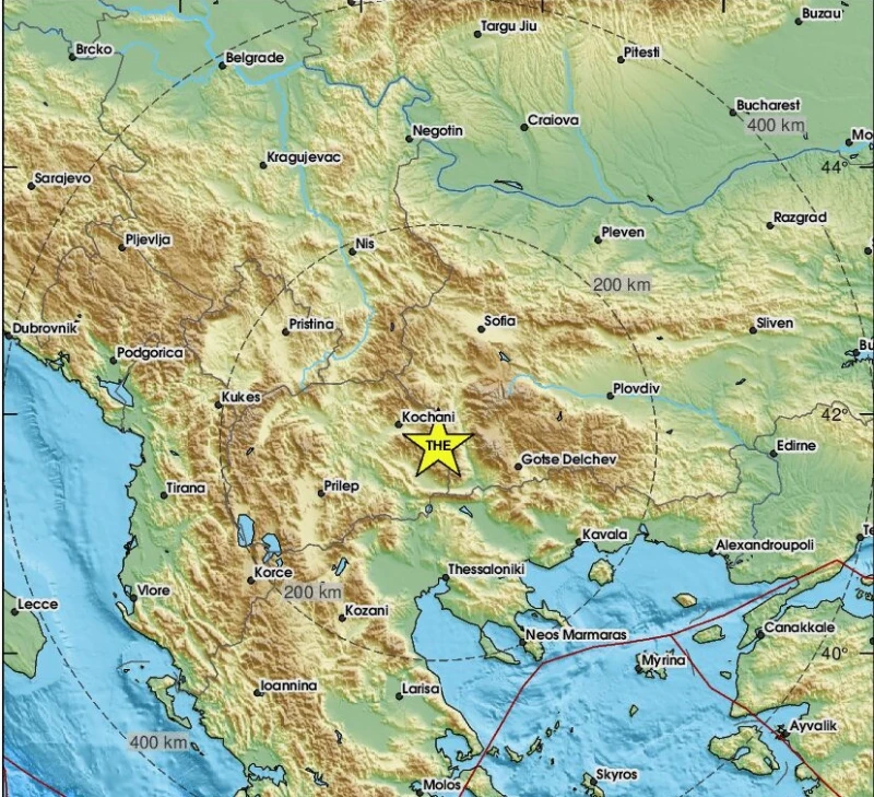 Земетресение е регистрирано в РСМ на 100 километра от София