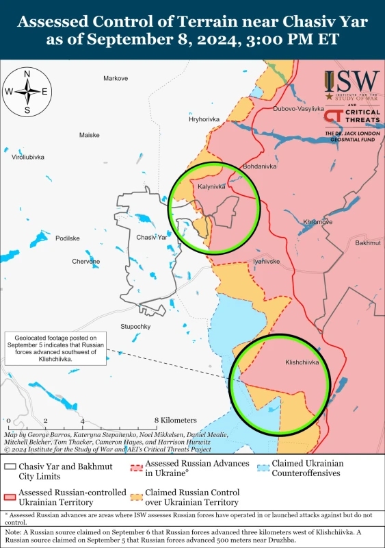 ISW: Руснаците настъпват срещу Часов Яр и Торецк