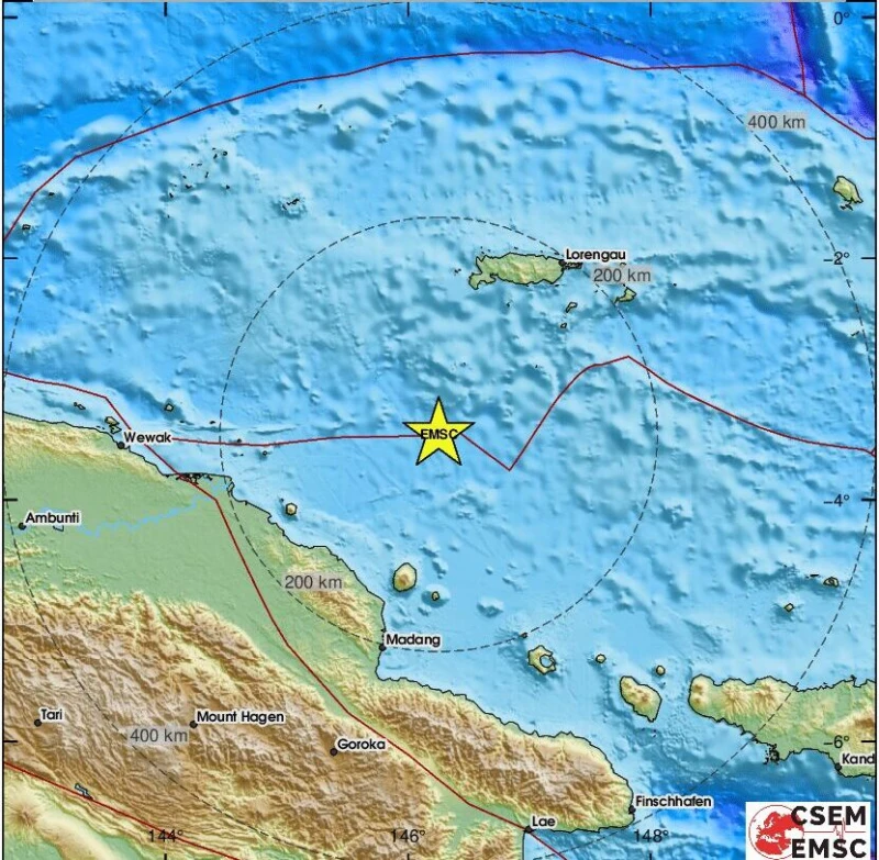 Плитък трус от 6,3 разтърси морето Бисмарк на 140 километра от Папуа Нова Гвинея