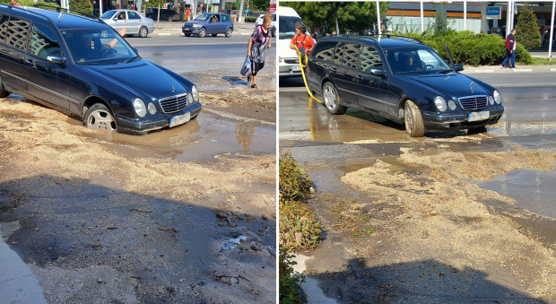 Автомобил пропадна в Пловдив заради ВиК авария