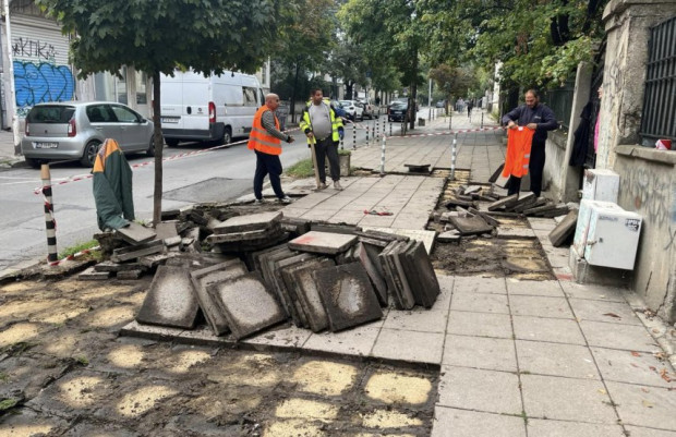 Усилен труд кипи в столичен квартал, въпреки лошото време