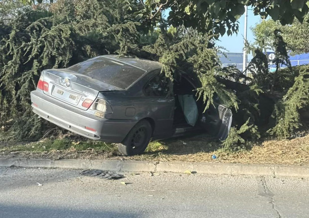 БМВ излетя от кръстовище в Пловдив и катастрофира в дърво