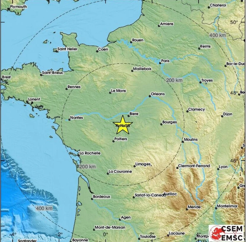 Две плитки земетресения със сила до 3,5 по Рихтер разлюляха Франция