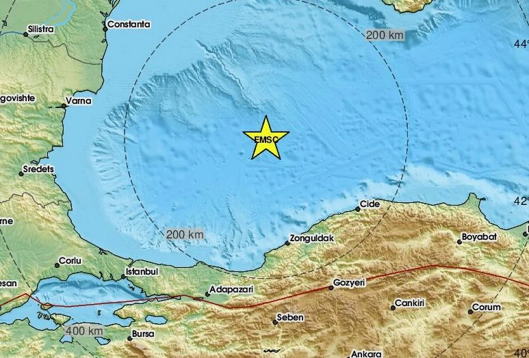 Силно земетресение в Черно море