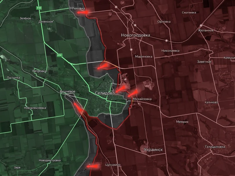Руснаците атакуват Селидово от североизток и в източната му част, боевете се водят на първата линия на отбрана на ВСУ