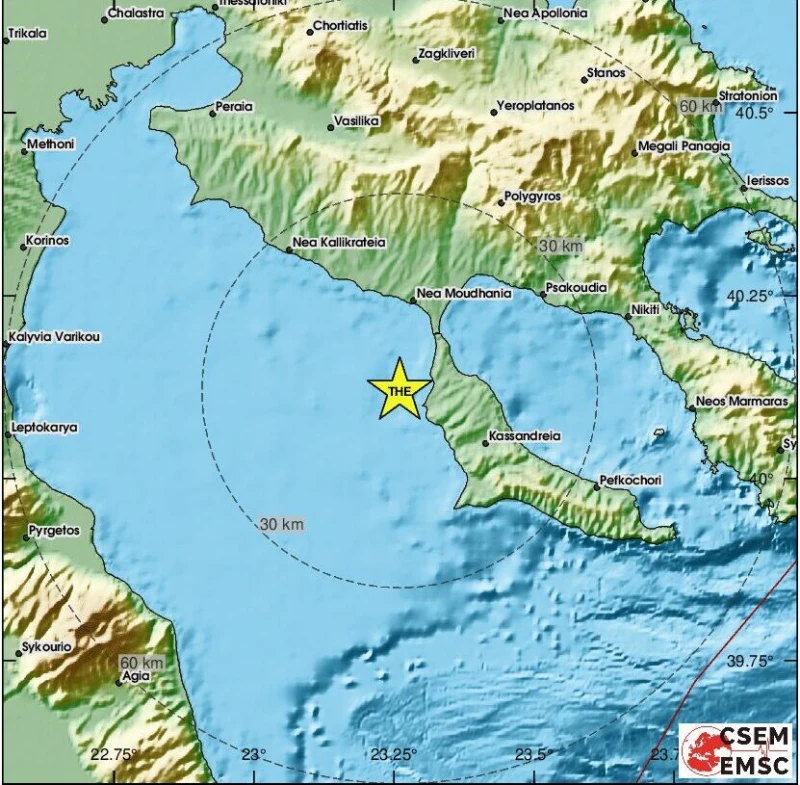 Земетресение от 3,0 по Рихтер е регистрирано край първия ръкав на Халкидики