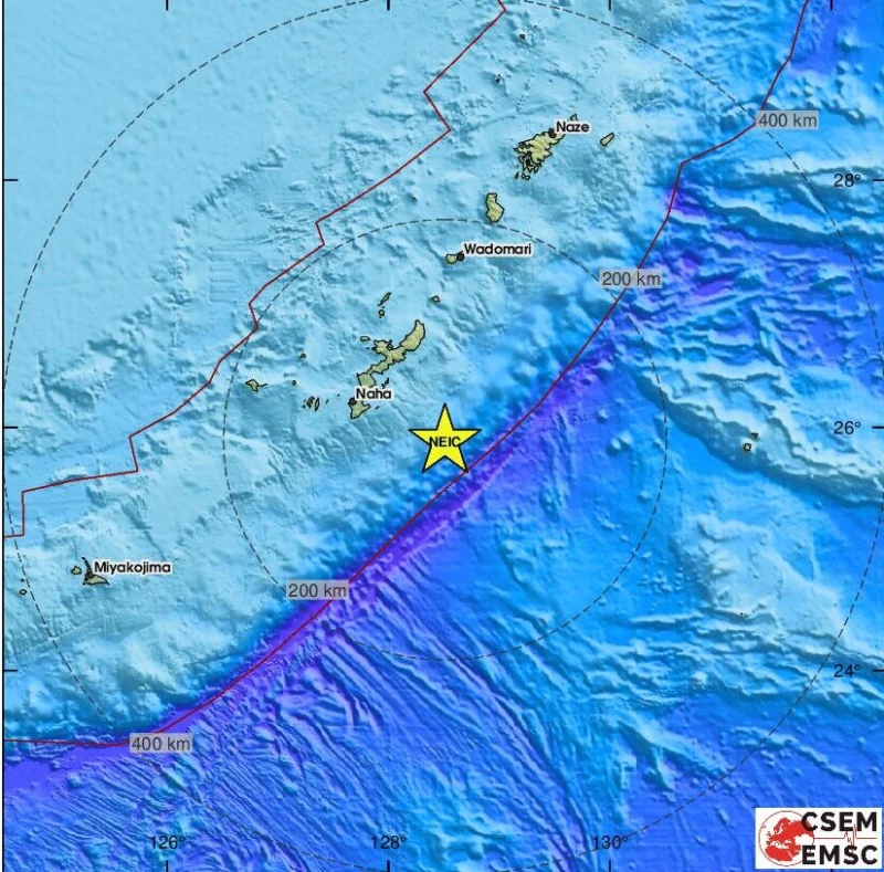 Земетресение с магнитуд от 5,1 по Рихтер е отчетено край архипелага Рюкю в Япония