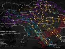 Траектория на полета на руските ракети и дронове в масираната атака