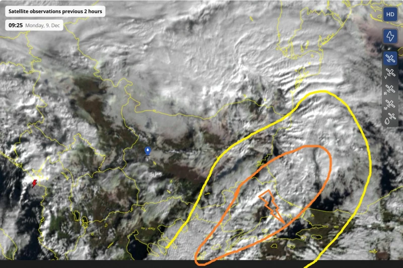 Предупреждение от Meteo Balkans