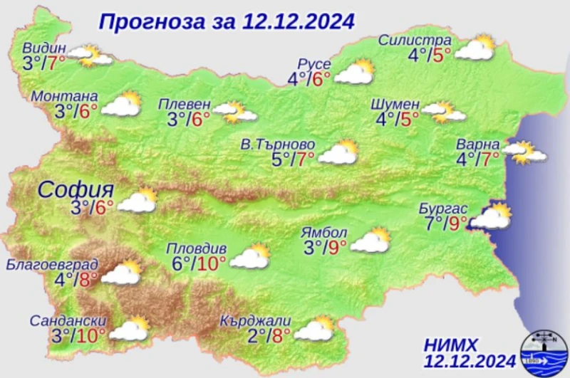 НИМХ: Днес ще бъде слънчево