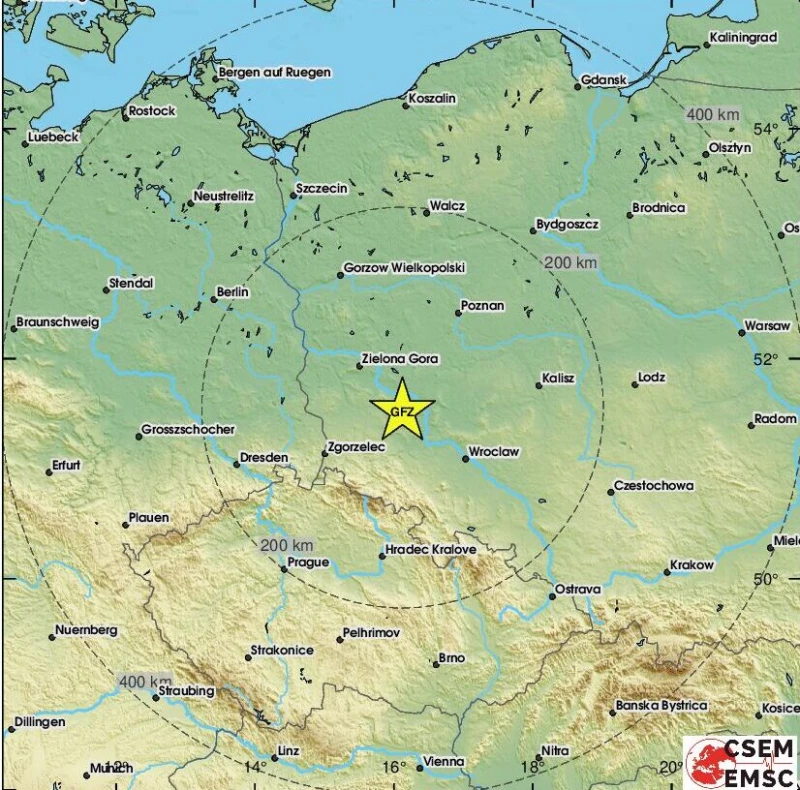 Плитко земетресение с магнитуд 3,8 по Рихтер е регистрирано в Полша