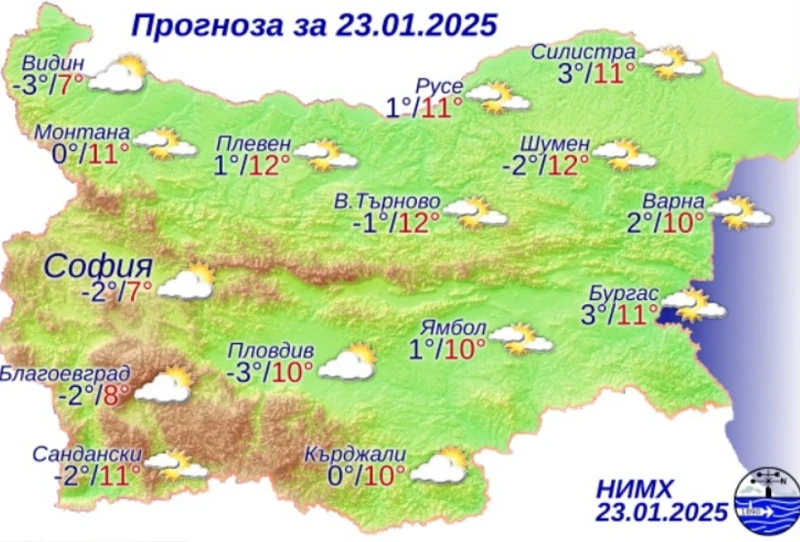 Слънце и температури до 12 градуса днес