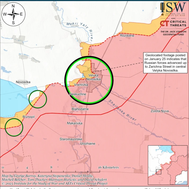 ISW: Руснаците контролират повече от 70% от Велика Новосилка и напредва към Торецк и край Покровск