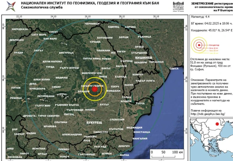 Силно земетресение и в Румъния, епицентърът е само на 200 км от България