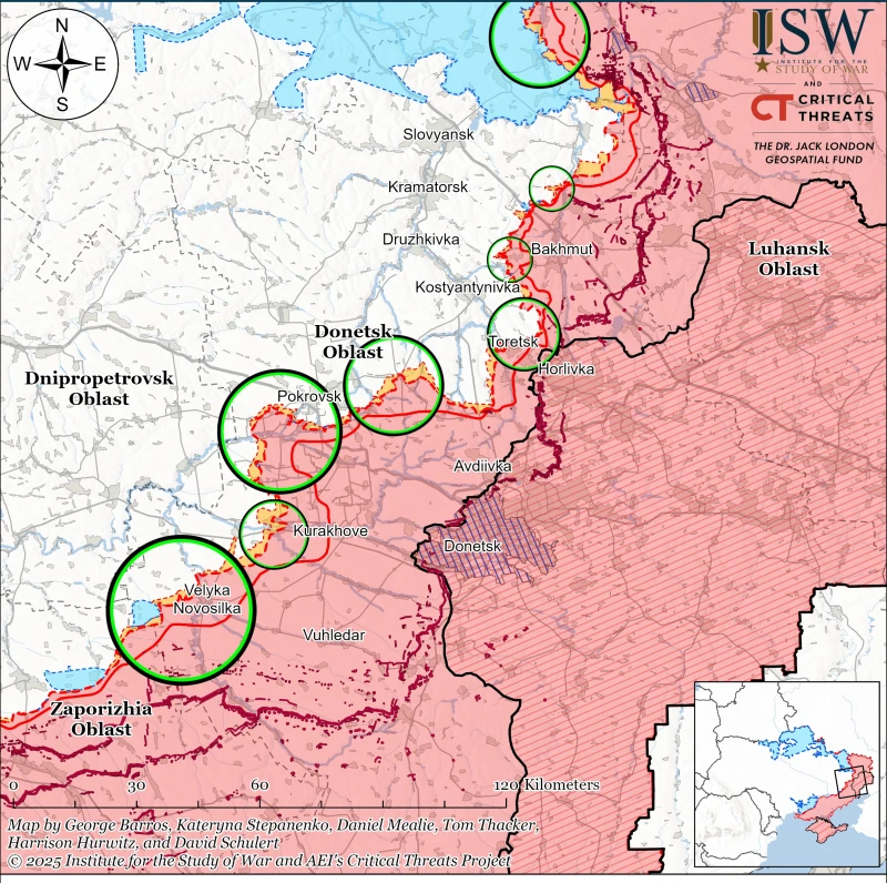 ISW: Руските войски затварят украинския "джоб" западно от Курахово и подновяват настъплението край Велика Новосилка