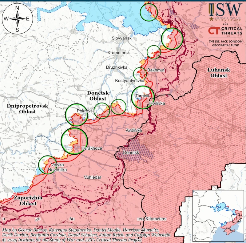 ISW: Руските сили държат инициативата по цялата фронтова линия, в Торецк се водят тежки градски боеве