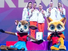 Девойките на България с отборната титла в Баку