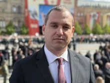 Депутатът от "БСП - Обединена левица" Иван Петков на първите редове по време на парада за 9 май в Москва