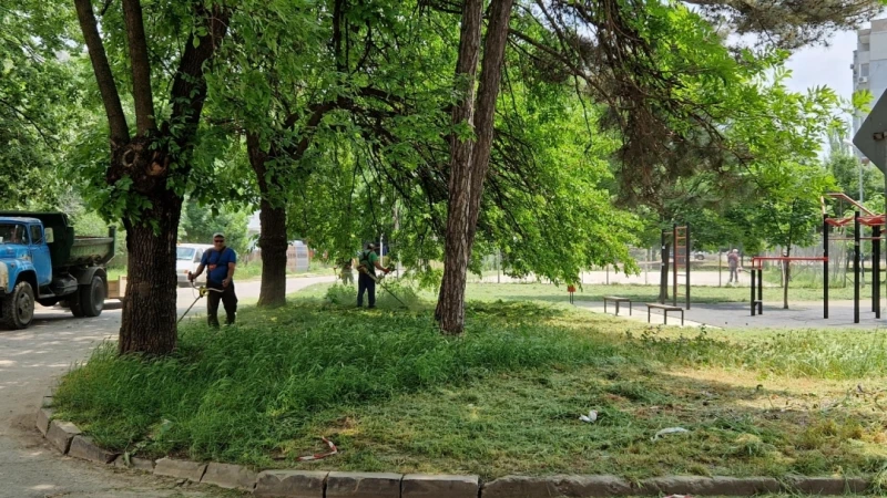 Косенето на тревните площи в Русе продължава и тази седмица