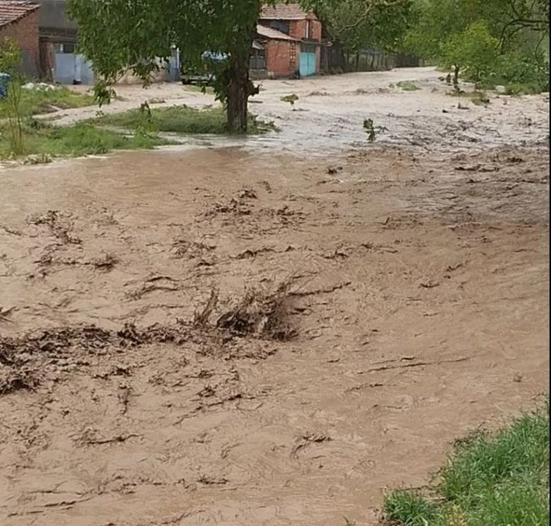 Проливен дъжд наводни улиците в село Мечка