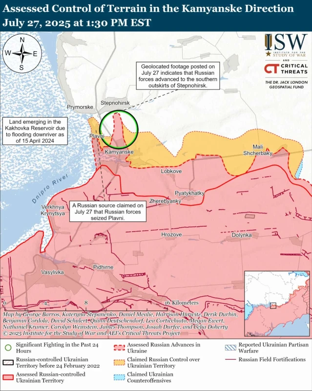 ISW: Руснаците се приближават към позиции, от които ще могат да нанесат артилерийски удари по Запорожие