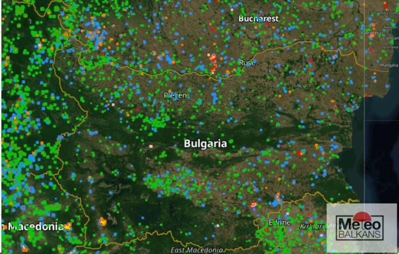 Карта на пожарите в България от началото на годината 