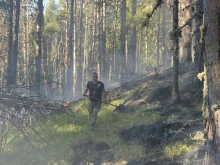 Горски от две стопанства гасят пожара над симитлийското село Горно Осеново