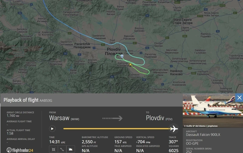 Flightradar24: GPS сигналът на самолета на Фон дер Лайен е бил добър